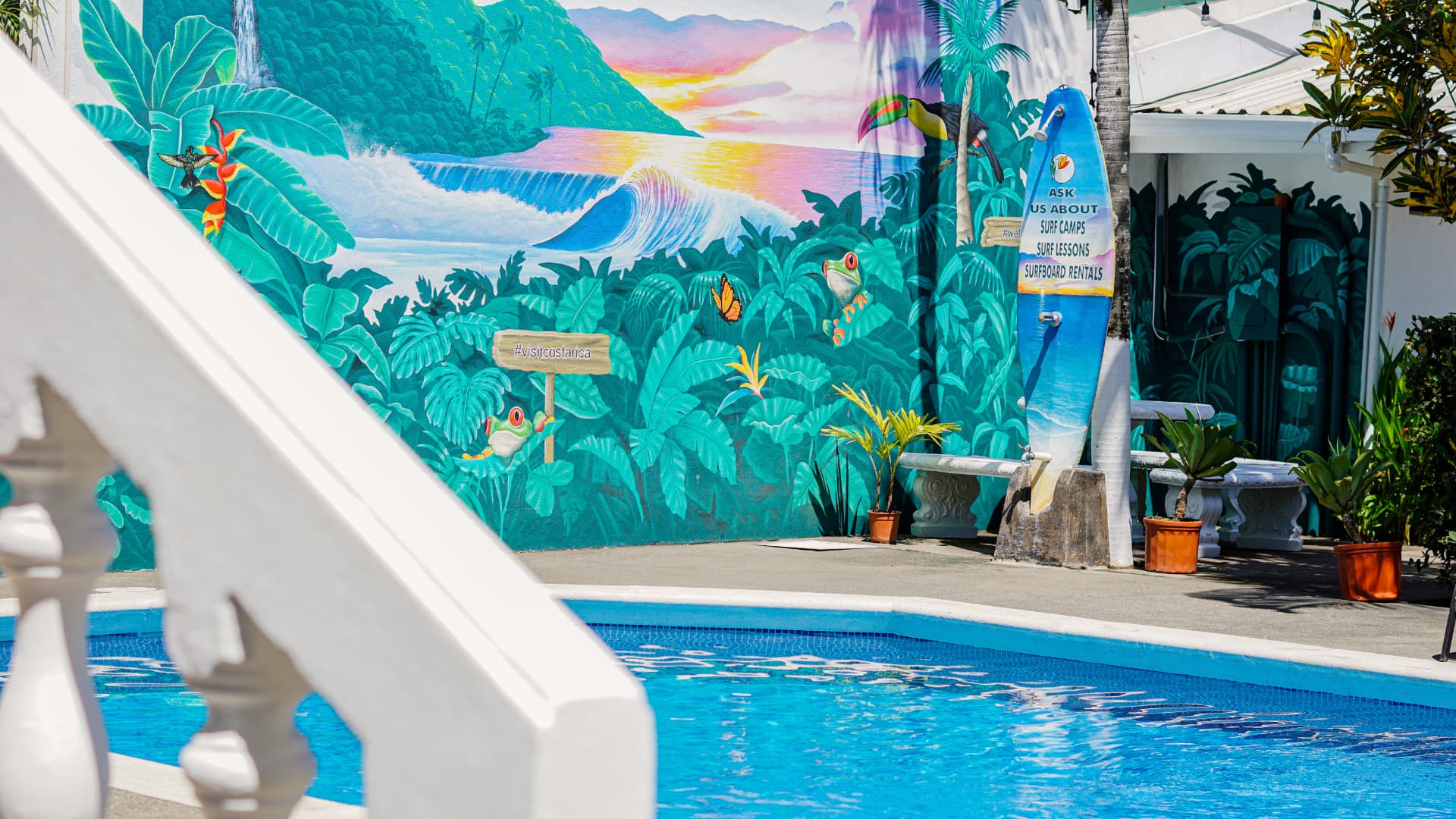 Color along the pool wall, painted by Roman